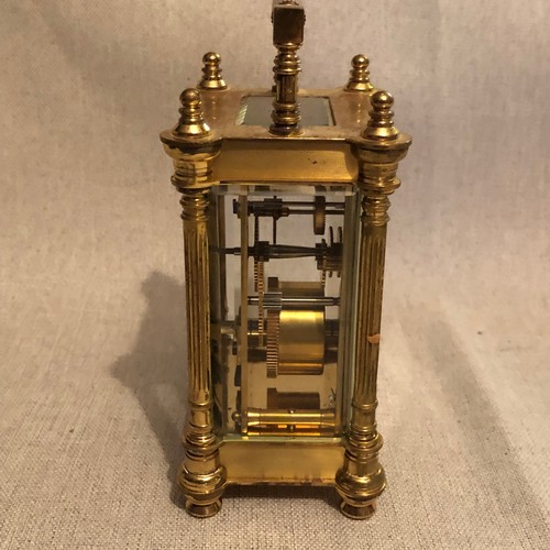 89 - Mappin and Webb brass carriage clock with key in working order