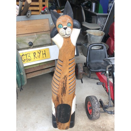 114 - Large wooden painted cat