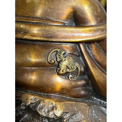 137 - Bronze Buddha with bat detail and character marks
