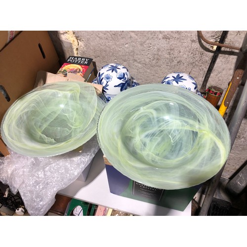 213 - Pair of large cloud lace glass bowls