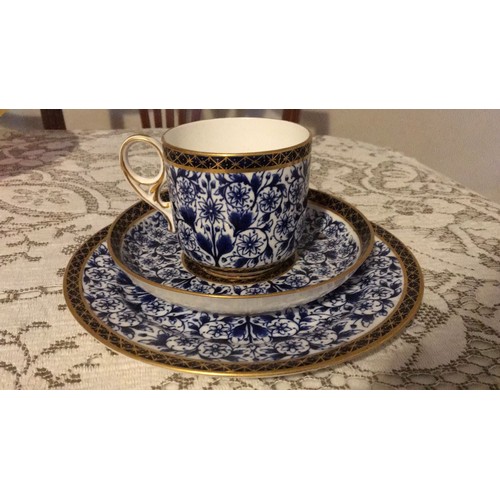 221 - Crown, Derby, Cabinet, trio, cup saucer and tea, plate. Lily design