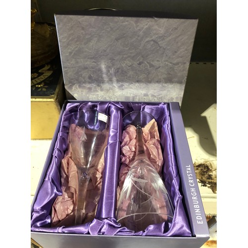 287 - Boxed pair of Edinburgh Crystal wine glasses.