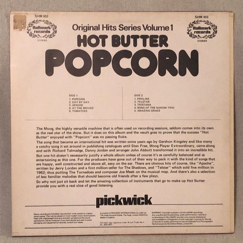 953 - Hot butter popcorn. Original hits series. Volume one. Hallmark records . Stereo SHM 8522