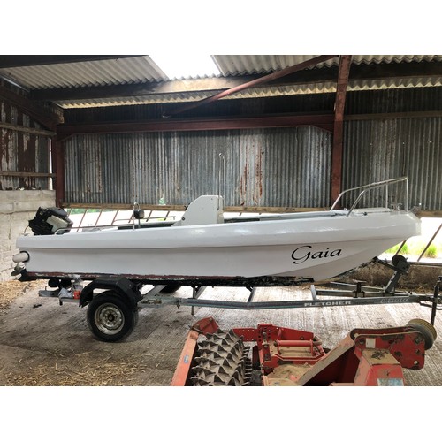 1246 - Wilson Flyer work boat. Ideal dive boat with cylinder rack, center console, Mercury 50hp 2 stroke ou... 