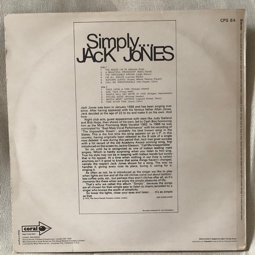 36 - Simply Jack Jones featuring the impossible dream. Coral records stereo CPS 84