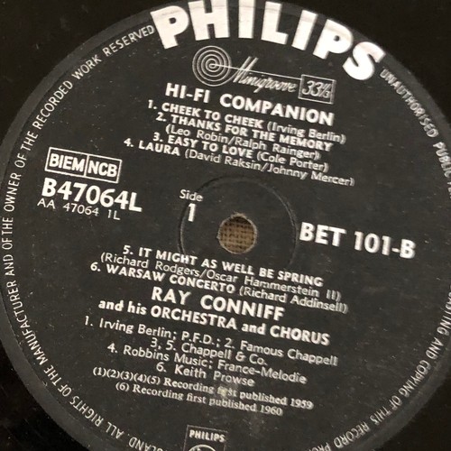 58 - The Ray Conniff hi-fi companion. Phillips records  BET101