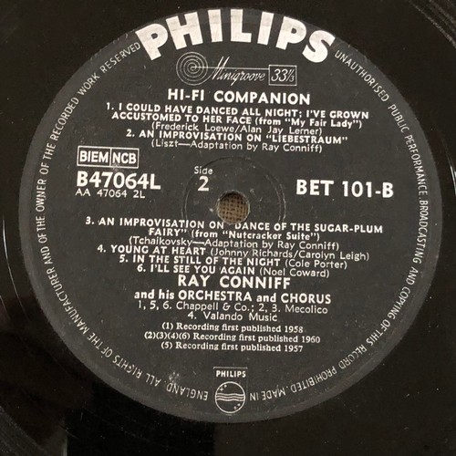 58 - The Ray Conniff hi-fi companion. Phillips records  BET101