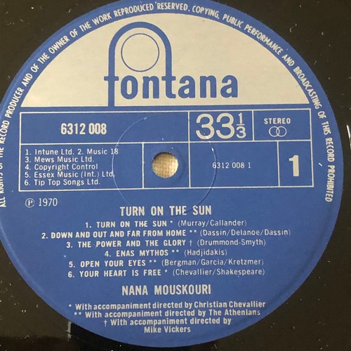 84 - Nana Mouskouri. Turn on the Sun. Fontana records. 631 2008