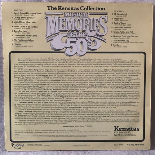 85 - Musical memories of the 50s. The Kensitas collection. Pushbike records. PB0001