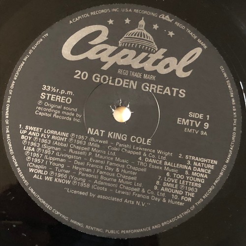 104 - Nat King Cole. 20 golden greats. Capital records EMTV9