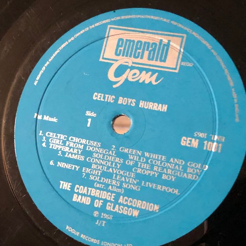 116 - Celtic boys. Hurrah. The Coatbridge accordion band of Glasgow. Emerald gem. Mono GEM 1001