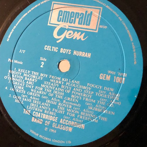 116 - Celtic boys. Hurrah. The Coatbridge accordion band of Glasgow. Emerald gem. Mono GEM 1001