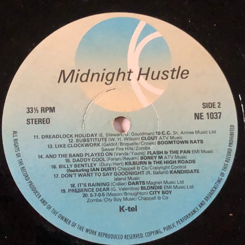 121 - Midnight hustle. 20 original hits: Original stars. No poster. K-tel NE 1037