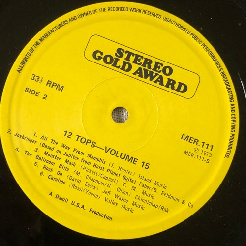 161 - 12 Tops. Today’s top hits  Stereo gold award series. ME111