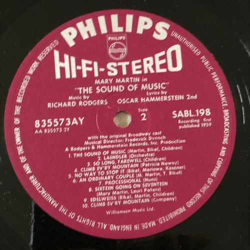 195 - The sound of music. Original Broadway cast. Phillips hi-fi stereo. SABL 198