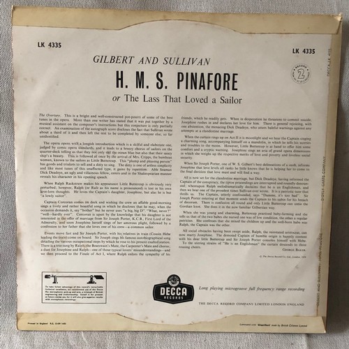 199 - HMS Pinafore. Complete with dialogue. Decca Records. LK4334/5