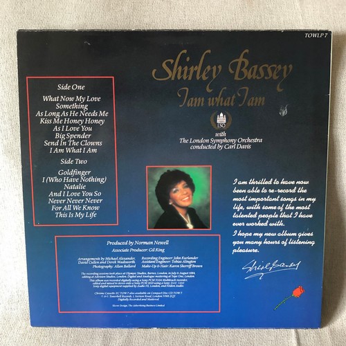 287 - Shirley Bassey. I am what I am with the London Symphony Orchestra. Towerbell Records TOW LP7