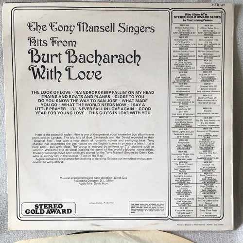 430 - The Tony Mansell singers hits from Burt Bacharach with love. Stereo MER349