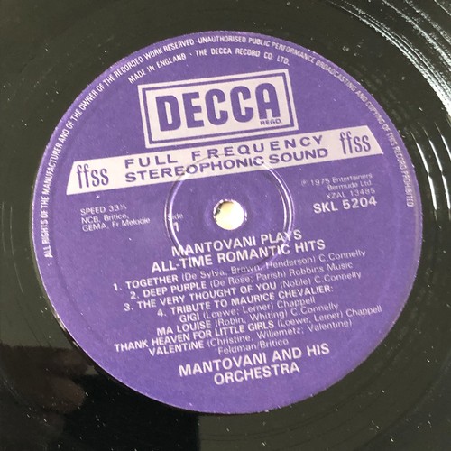 434 - Mantovani plays the all-time romantic hits. Decca Records SKL5204