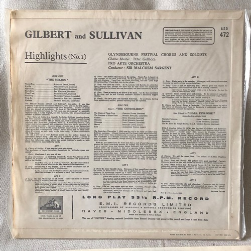 439 - Gilbert and Sullivan. Highlights number one. The Mikado, HMS Pinafore Etc. ASD 472