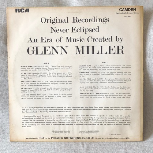 448 - The original recordings by Glenn Miller and his Orchestra. RCA Camden CDS1004