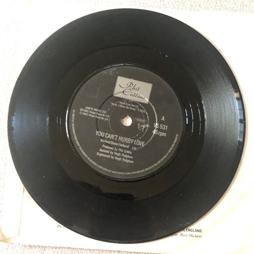 106 - Phil Collins. You can’t hurry love / I can’t believe it’s true. Single Virgin records VS 531
