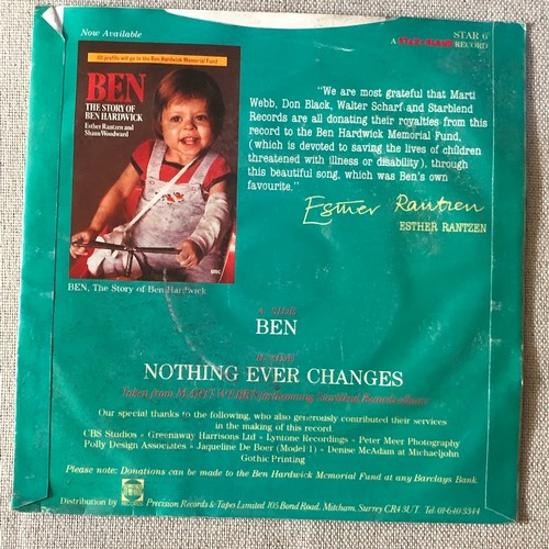 151 - Marti Webb. Ben / Nothing ever changes. Single. STAR6