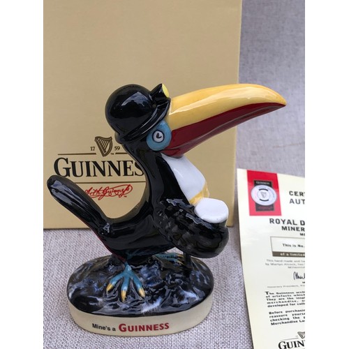 22 - Royal Doulton Guinness Miner Toucan Figurine No. 319 of 2000. Boxed with certificate.