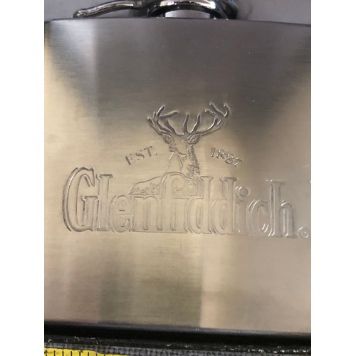 31 - Glenfiddich hip flask. Stainless steel