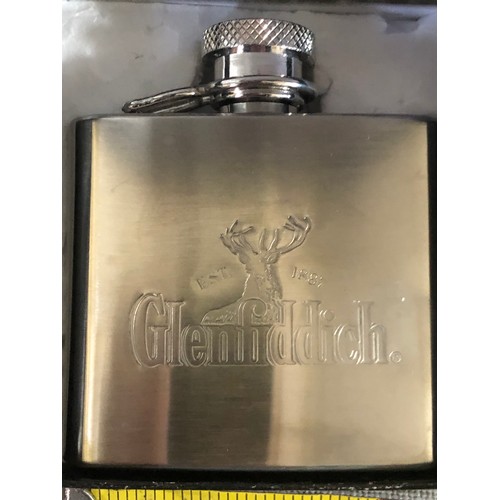 31 - Glenfiddich hip flask. Stainless steel