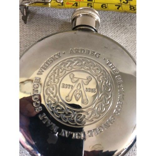 33 - Ardbeg hip flask. Stainless steel