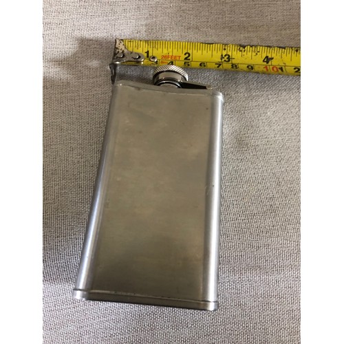 34 - Old No.7 Brand hip flask. Stainless steel