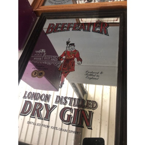 84 - Original Beefeater Dry Gin advertising mirror in frame