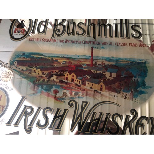 86 - Old Bushmills Irish Wiskey advertising mirror in frame