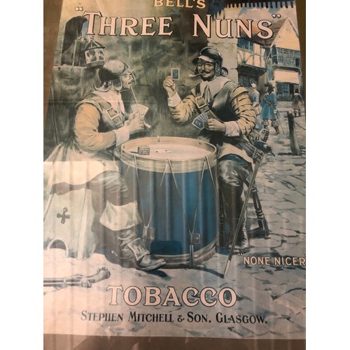 91 - Vintage Bell's Three Nuns Tobacco advertising mirror in frame