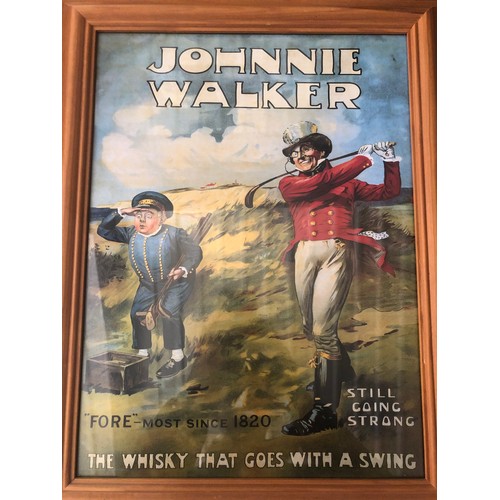 94 - Vintage Johnnie Walker advertising mirror in frame