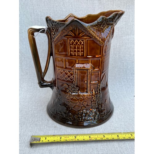 149 - Musical Hunting Scene Large Brown Glazed jug. Working