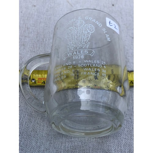 247 - Commemorative glass Tankard for the triple Crown and grand slam Wales, 1976