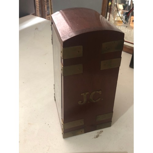 295 - Old John Courage Beer pump cover. Wood and brass