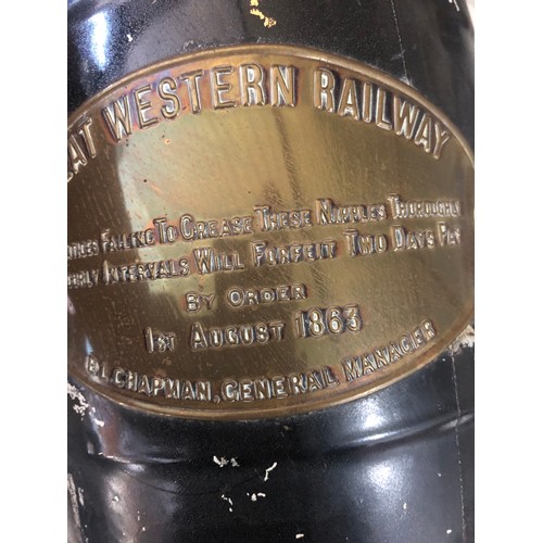 340 - Great Western Railways Grease bucket with brass plaque