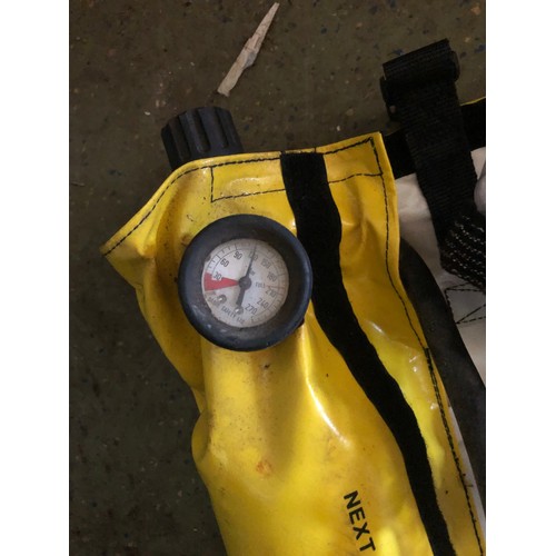 44 - Emergency breathing apparatus with plastic hood and air cylinder to give around 4 minutes breathing ... 