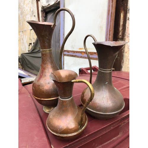 85 - MOD - 3 copper And brass ewers / jugs.