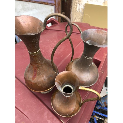 85 - MOD - 3 copper And brass ewers / jugs.