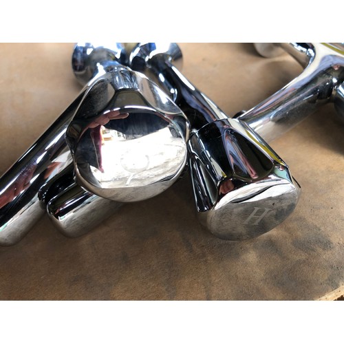 88 - MOD - 2No. Pair of Chrome plated brass hot and cold sink taps.