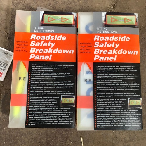 98 - MOD - 2 roadside safety breakdown panels. Unused.