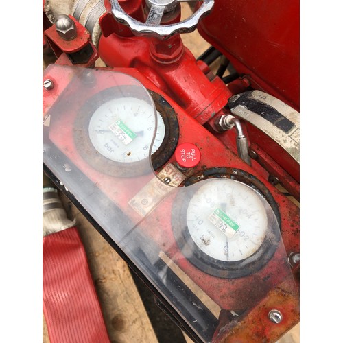 129 - MOD - Small Lister-Petter fire pump complete with 10m of hose. Seen and pictured working.