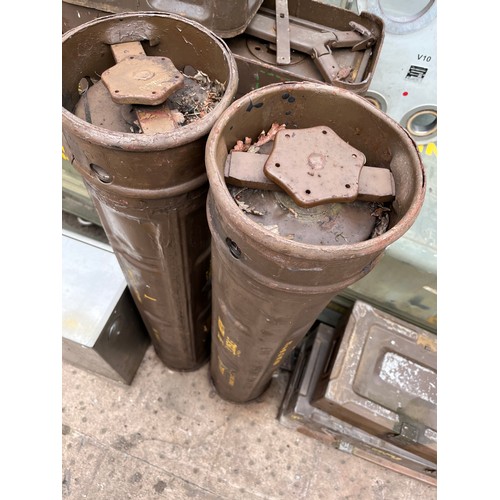 140 - 2No. Metal MOD ammunition boxes. Tank HESH Round. Empty