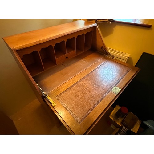 363 - Solid Oak bureau with key