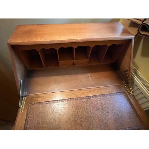 363 - Solid Oak bureau with key