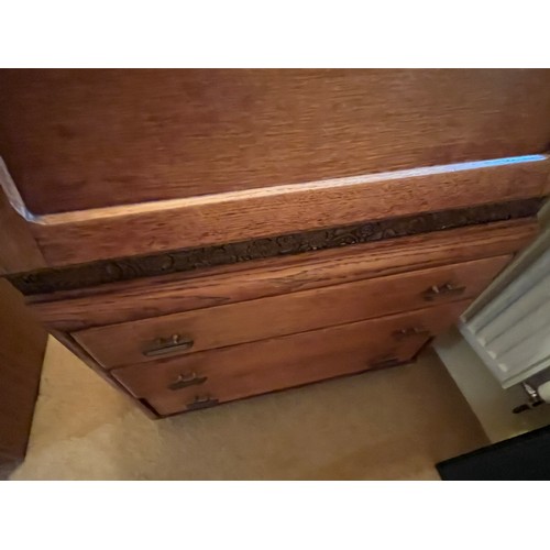 363 - Solid Oak bureau with key